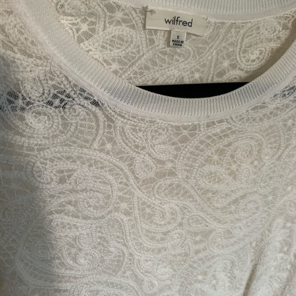 Aritzia Wilfred White embroidered Crop Top - Picture 2 of 3